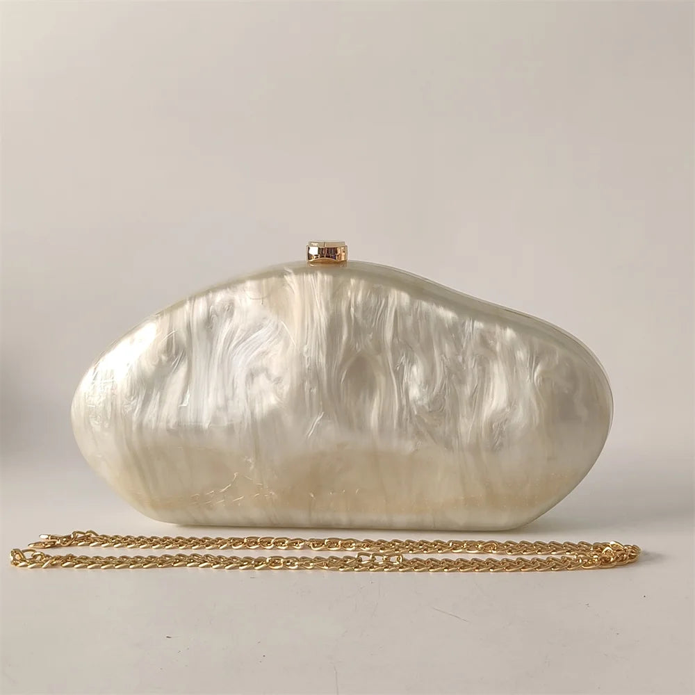 Ivory Shell Box Clutch – Handmade European Shoulder Bag