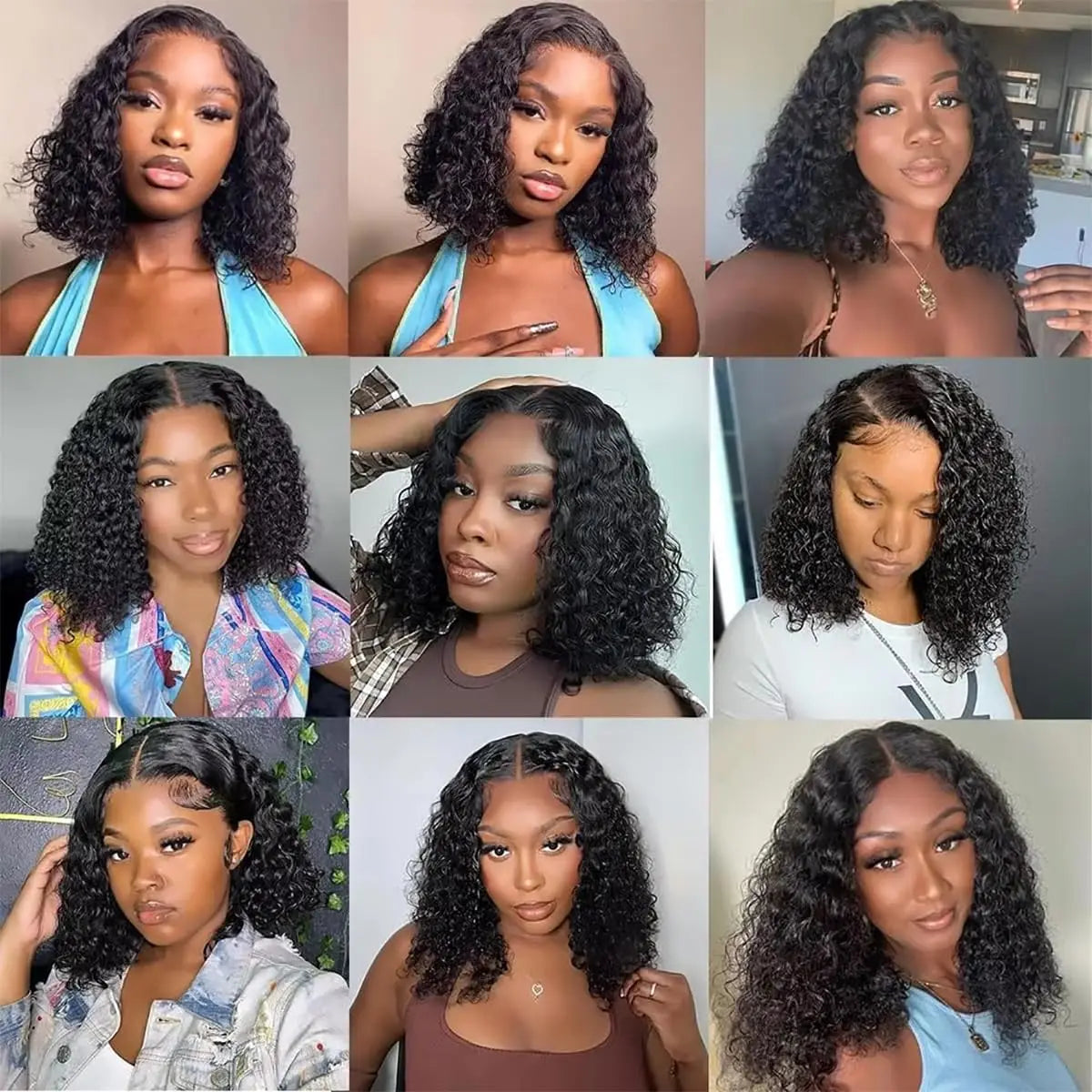Short Curly Bob Wig - 180% Density Human Hair