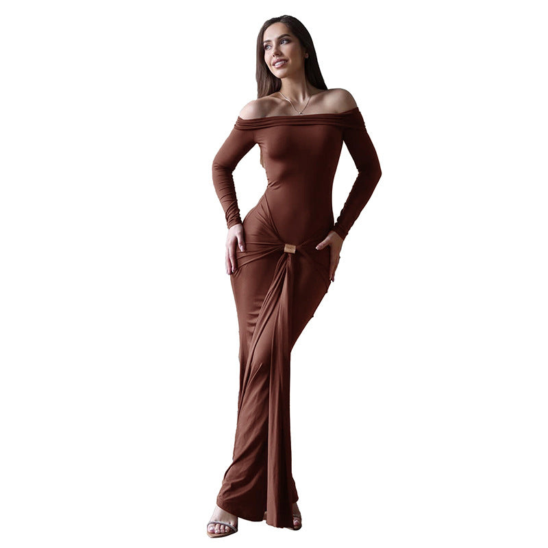 One-Shoulder Long Sleeve Dress - Sleek & Sophisticated