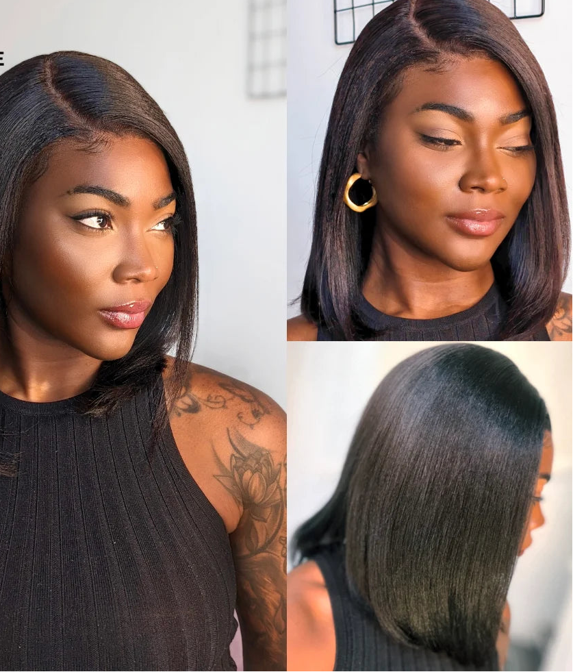 Yaki Straight Bob Wig - 7x5 & 13x4 Lace Pre Cut Glueless 150% Density