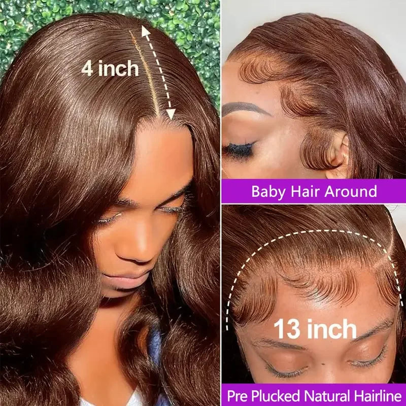 Chocolate Brown Body Wave HD Lace Front Wig