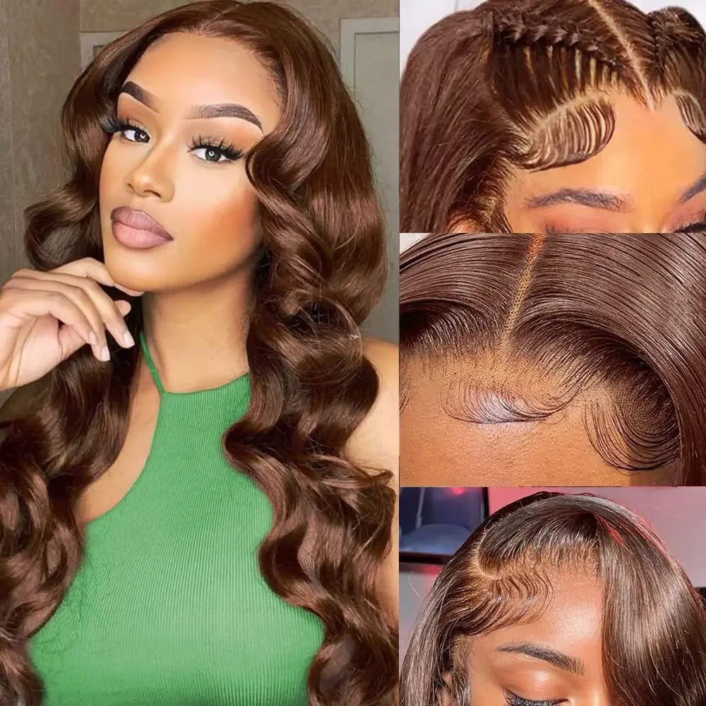 Chocolate Brown Body Wave HD Lace Front Wig