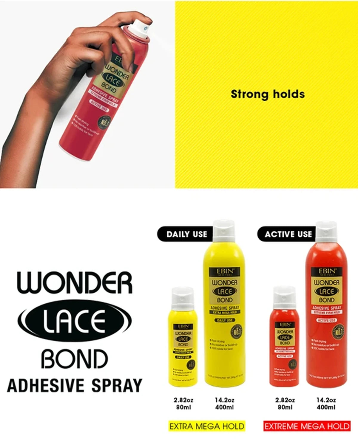 Ebin Wonder Lace Bond Adhesive Melting Spray
