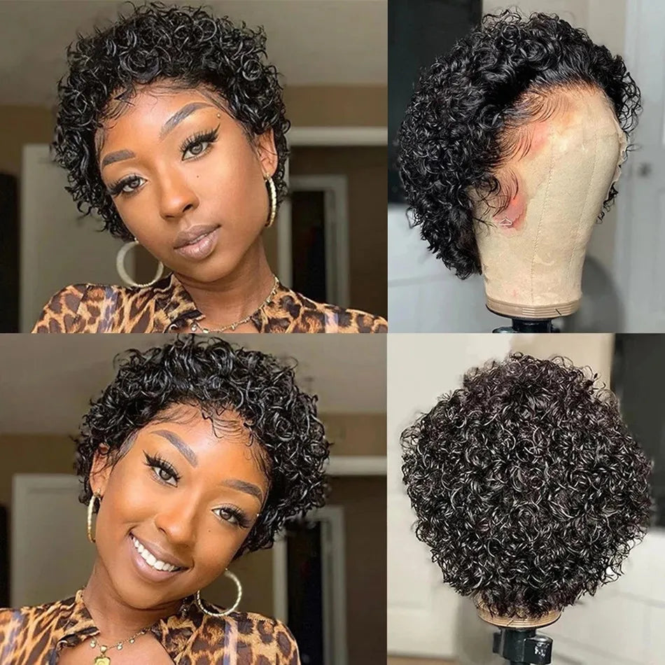 99J Burgundy Curly Pixie Cut Wig - 13x2 Lace Front