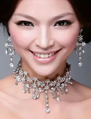 Luxury Crystal Flowers Bridal Jewellery Set – Necklace, Earrings & Tiara