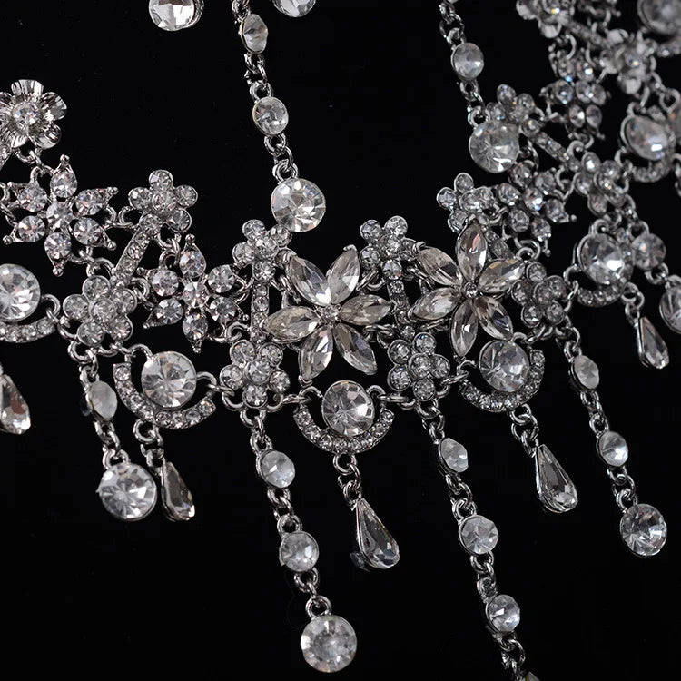 Luxury Crystal Flowers Bridal Jewellery Set – Necklace, Earrings & Tiara