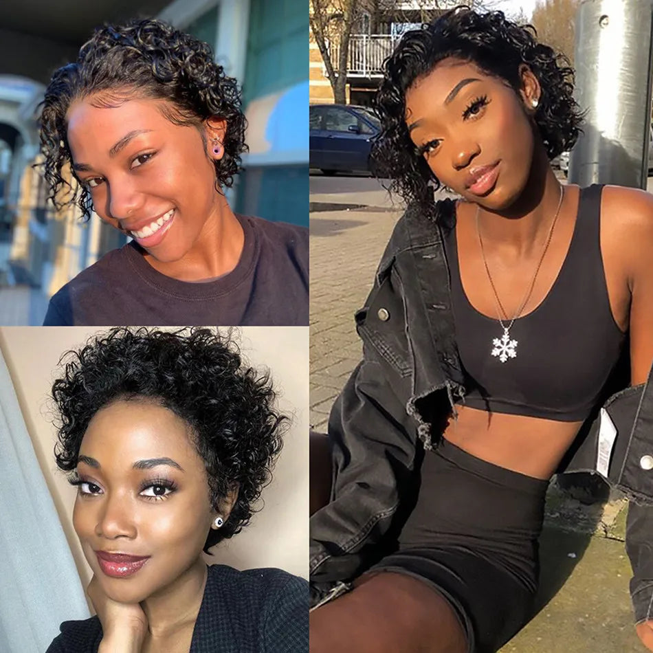 99J Burgundy Curly Pixie Cut Wig - 13x2 Lace Front