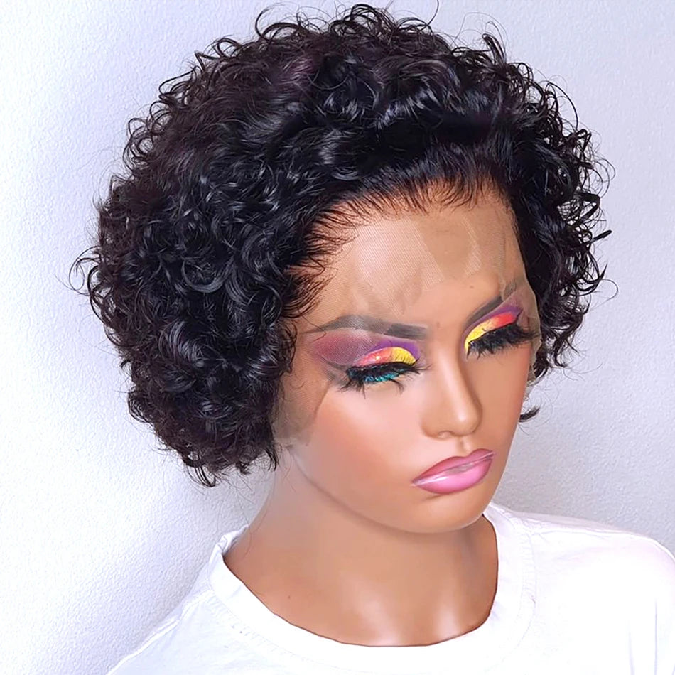 99J Burgundy Curly Pixie Cut Wig - 13x2 Lace Front