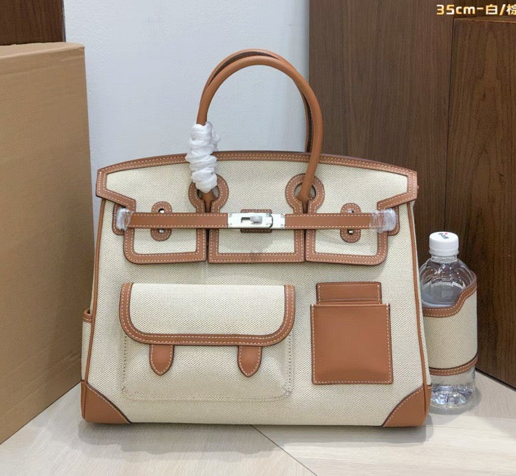 Structured Leather Cargo Tote