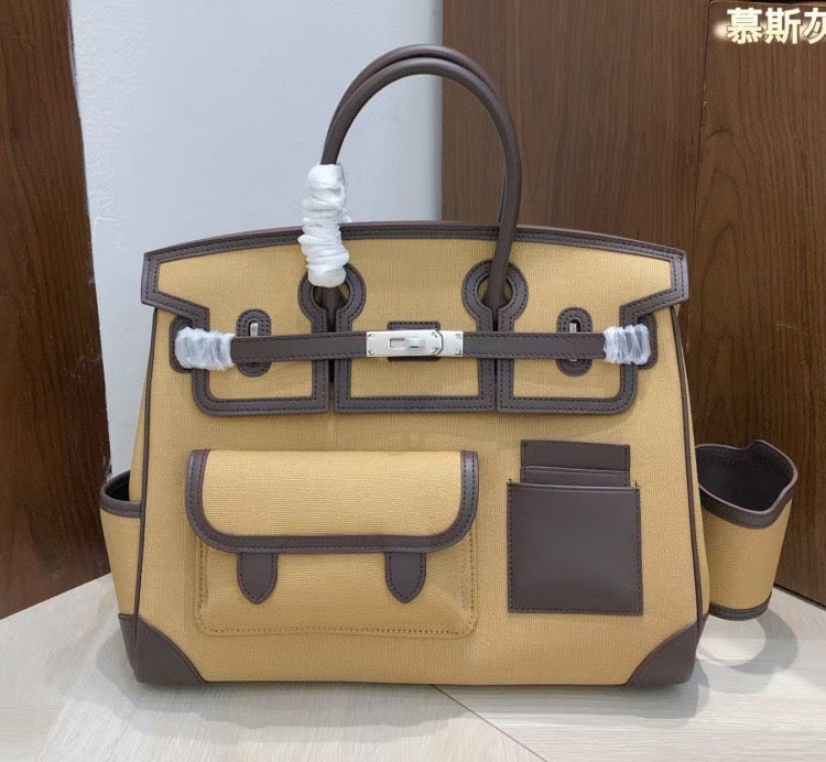 Structured Leather Cargo Tote