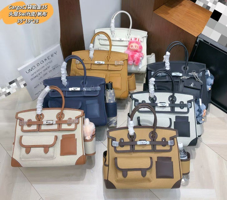 Structured Leather Cargo Tote