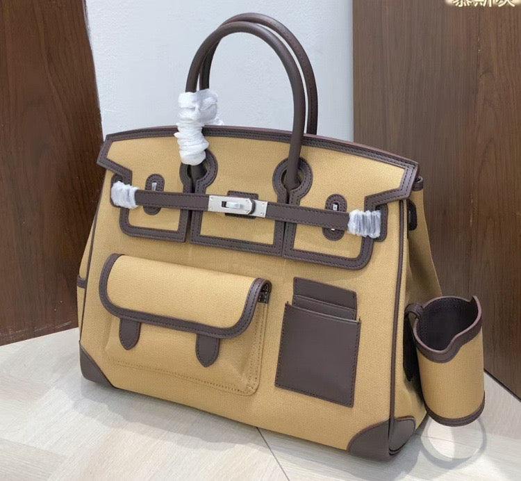 Structured Leather Cargo Tote
