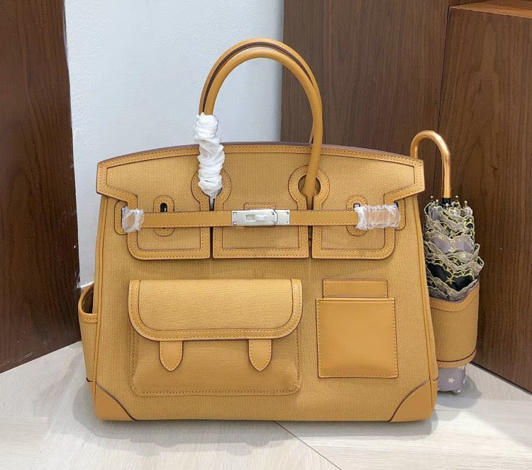 Structured Leather Cargo Tote