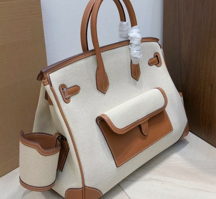 Structured Leather Cargo Tote