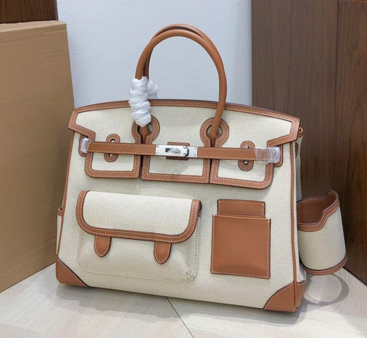 Structured Leather Cargo Tote