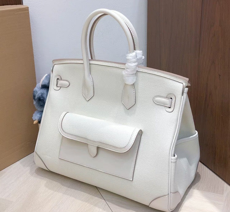 Structured Leather Cargo Tote