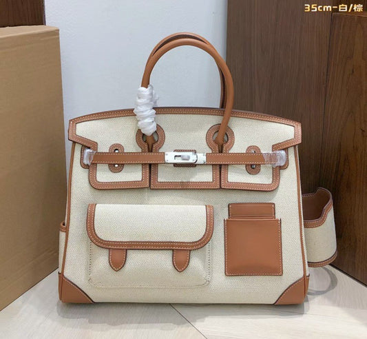 Structured Leather Cargo Tote