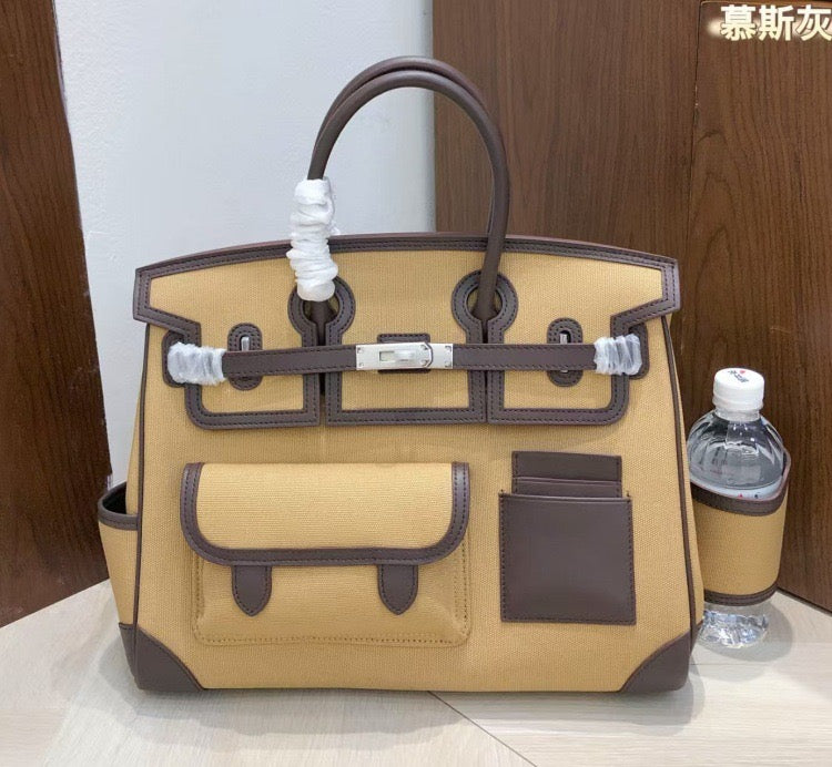 Structured Leather Cargo Tote