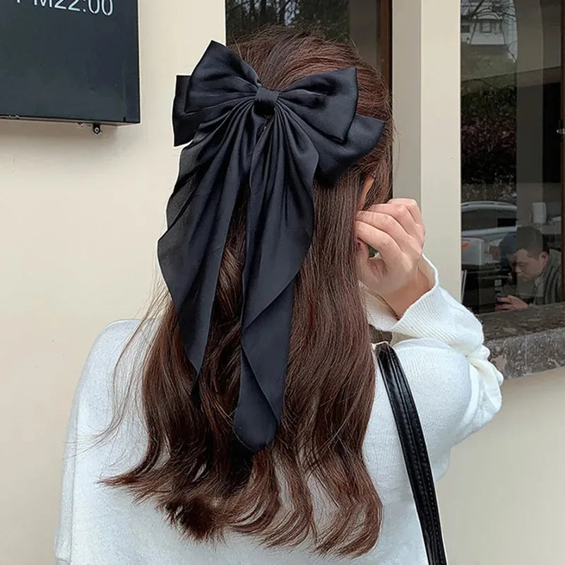 Minimalist Silk Bow Hair Clips – Set of 3 Elegant Barrettes