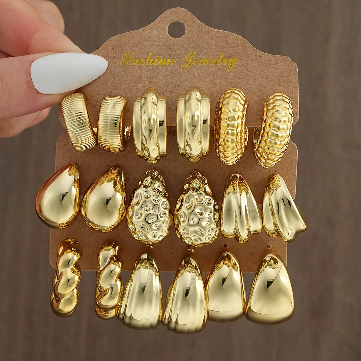Waterdrop Hoop Earring Set – 18-Piece Gold & Silver Statement Earrings