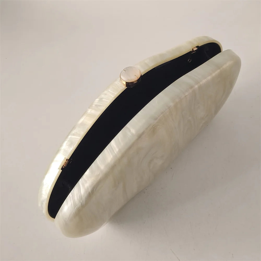 Ivory Shell Box Clutch – Handmade European Shoulder Bag