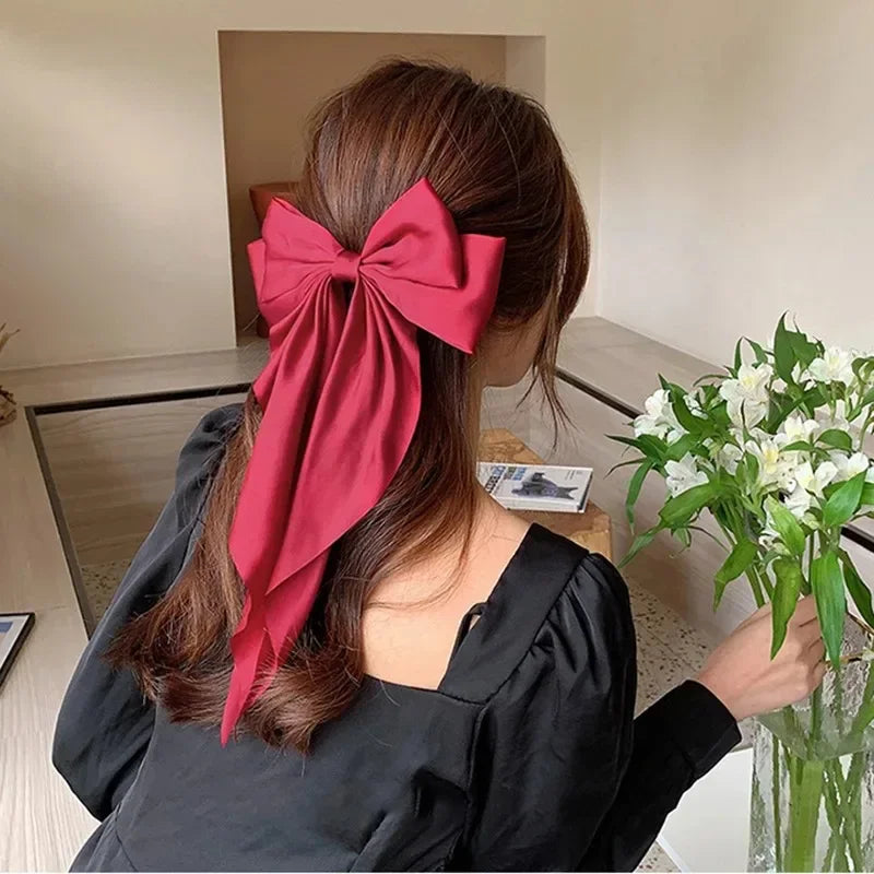 Minimalist Silk Bow Hair Clips – Set of 3 Elegant Barrettes