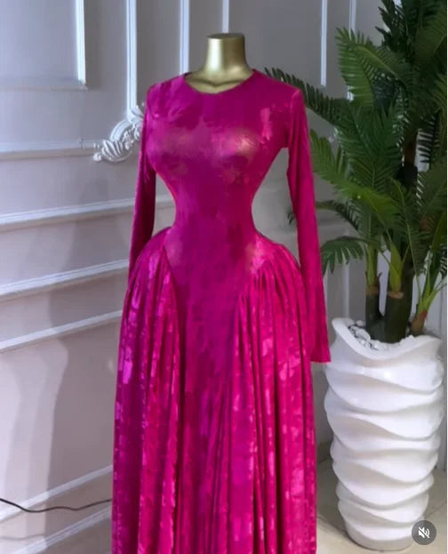 Velvet & Mesh Corseted Pleated A-Line Maxi Dress