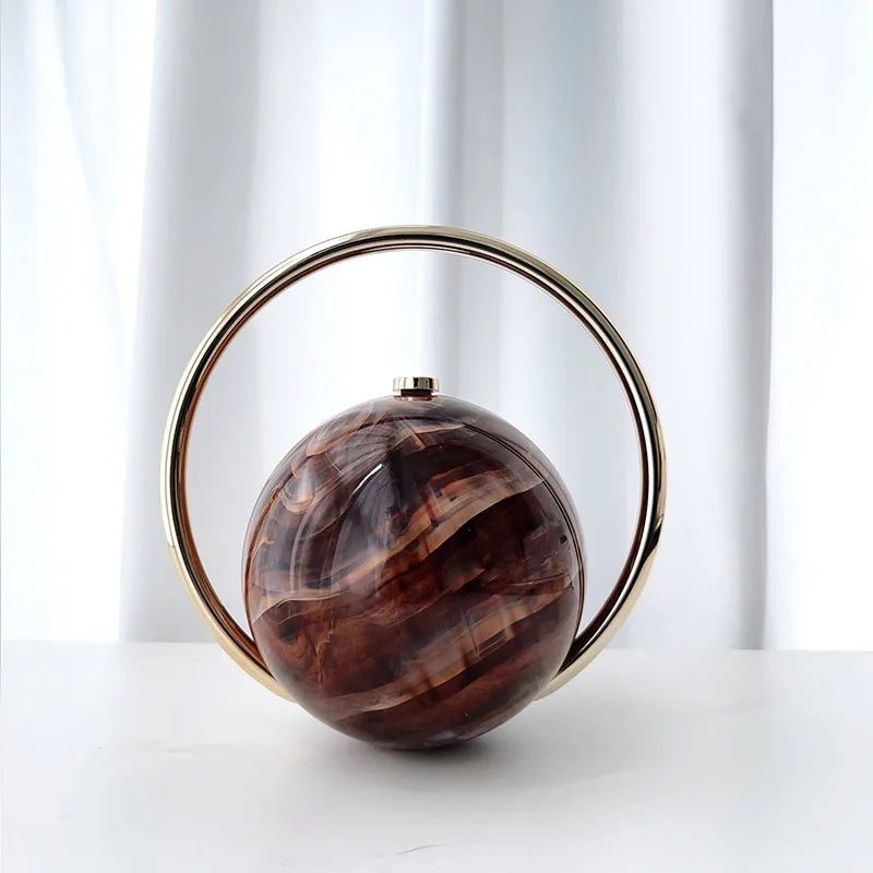 Marble Sphere Evening Clutch – Designer Electroplated Handbag