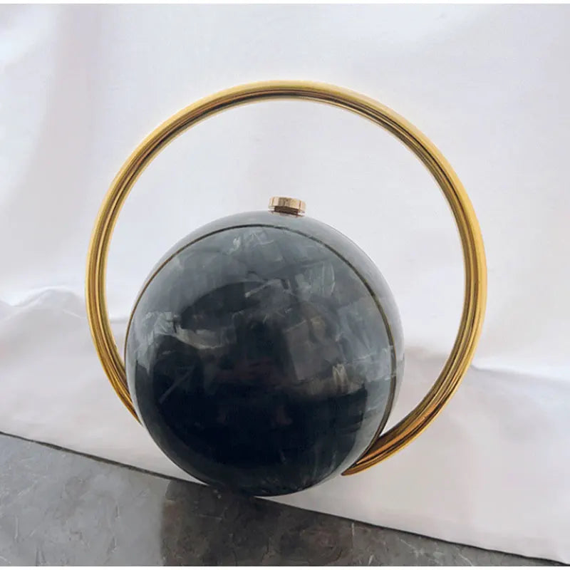 Marble Sphere Evening Clutch – Designer Electroplated Handbag