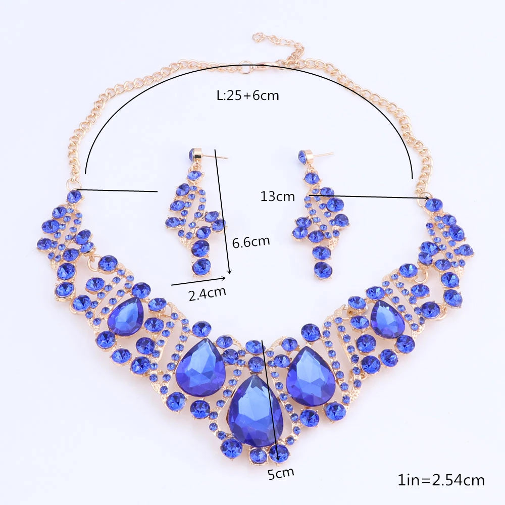 Crystal Gold Bridal Jewellery Set – Necklace & Earrings