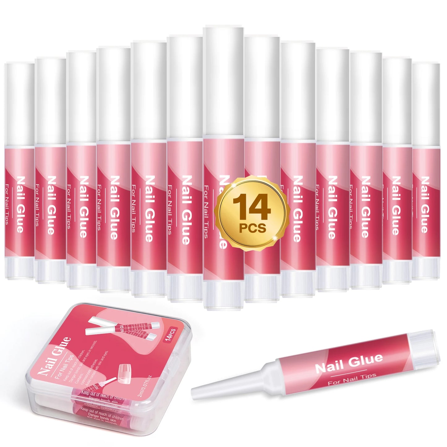 Press-On Nail Glue Kit (14 Tubes)