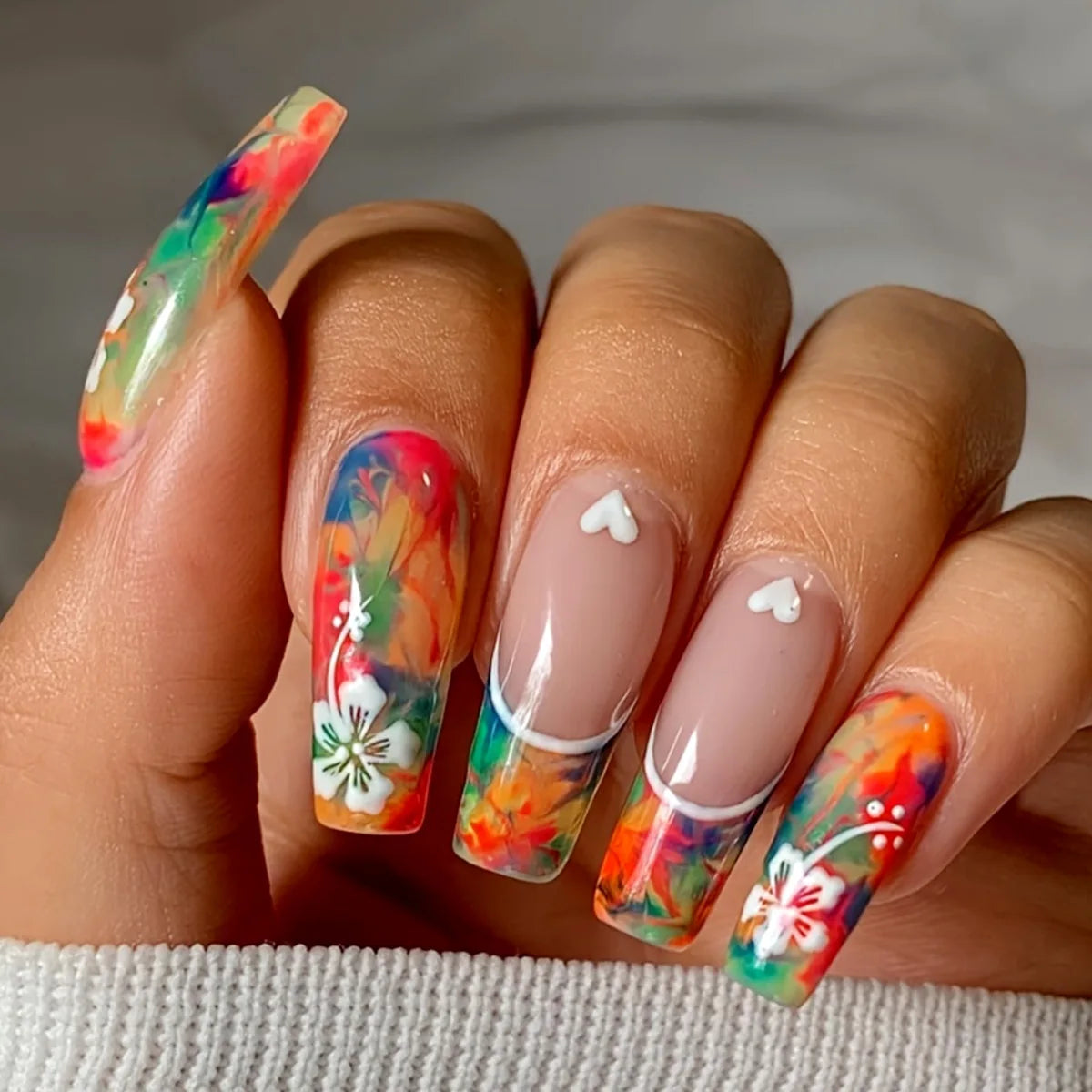 Pink Butterfly Glitter Press-On Nails - French Ballet