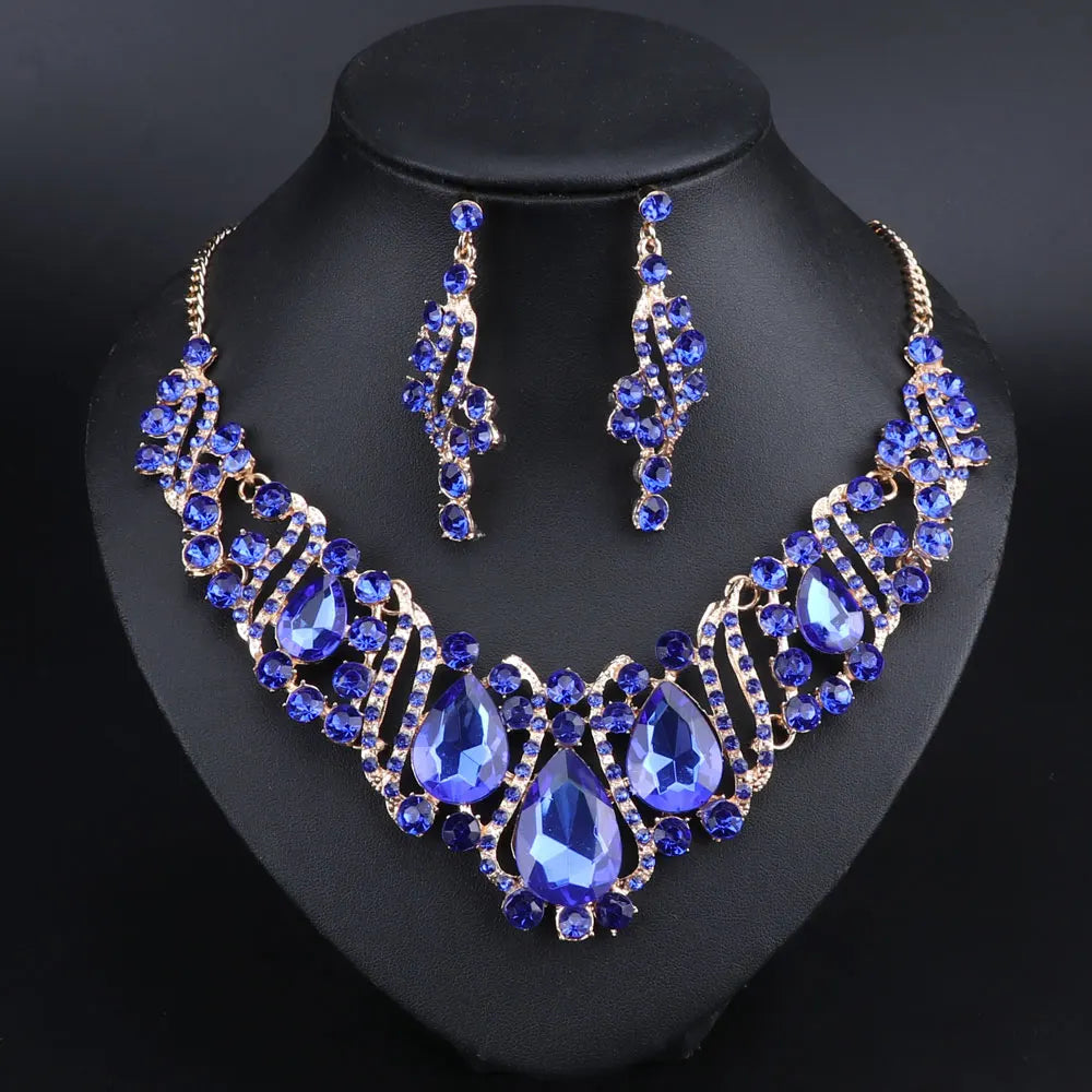 Crystal Gold Bridal Jewellery Set – Necklace & Earrings
