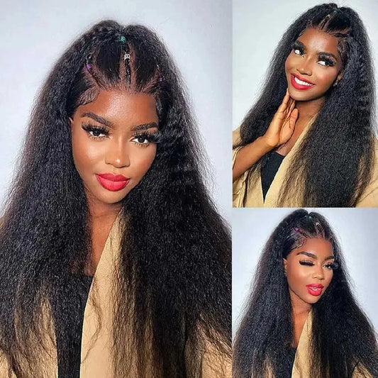360 Invisi Strap Kinky Straight Wig - Full Lace Yaki 200% Density