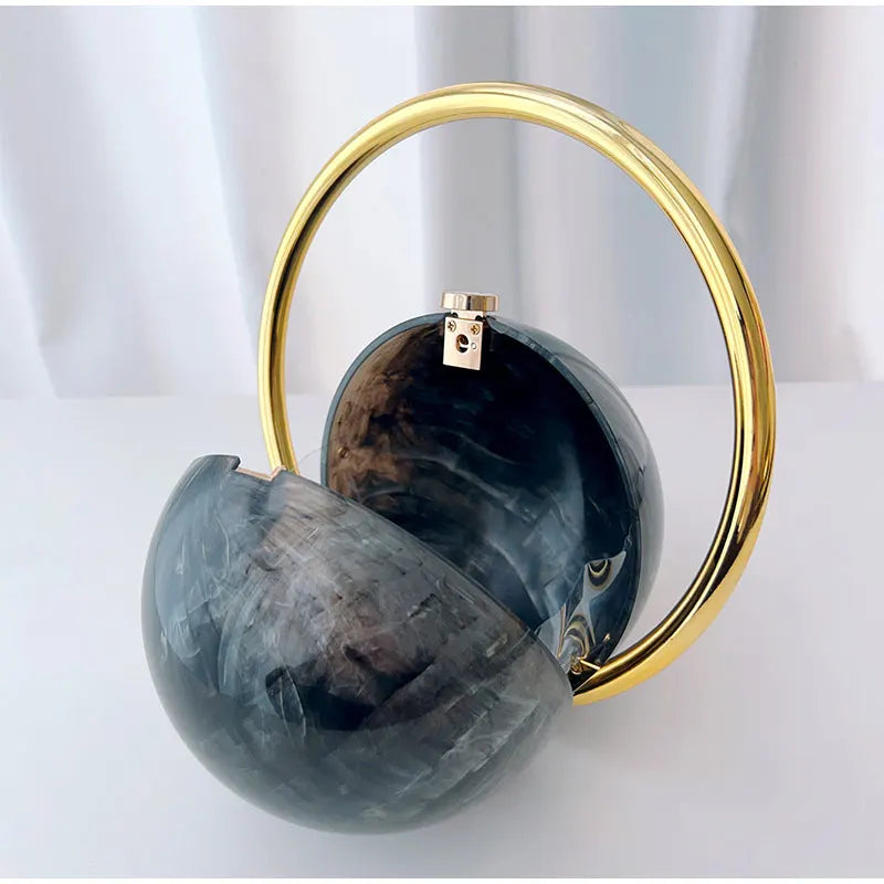 Marble Sphere Evening Clutch – Designer Electroplated Handbag