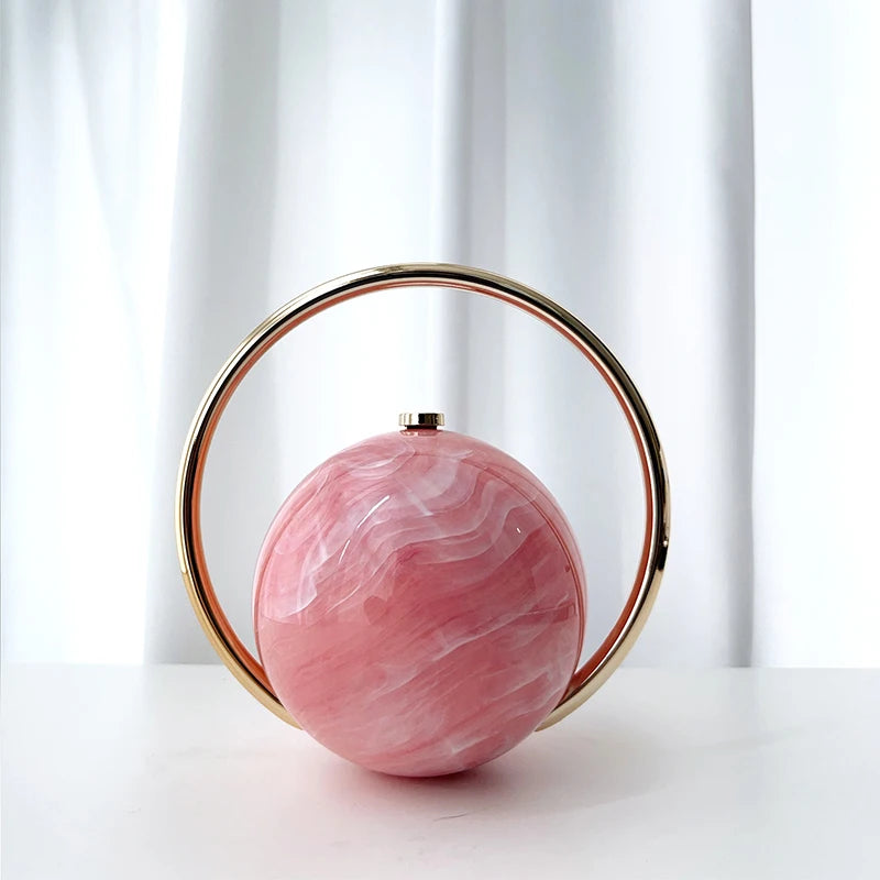 Marble Sphere Evening Clutch – Designer Electroplated Handbag