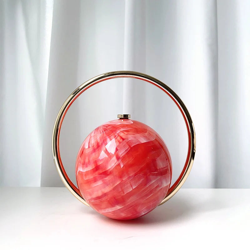 Marble Sphere Evening Clutch – Designer Electroplated Handbag