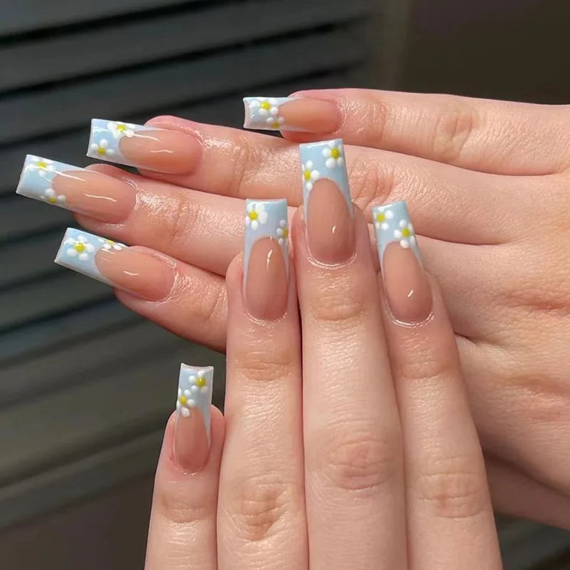 Bow Diamond Long Coffin Press-On Nails (24pcs)