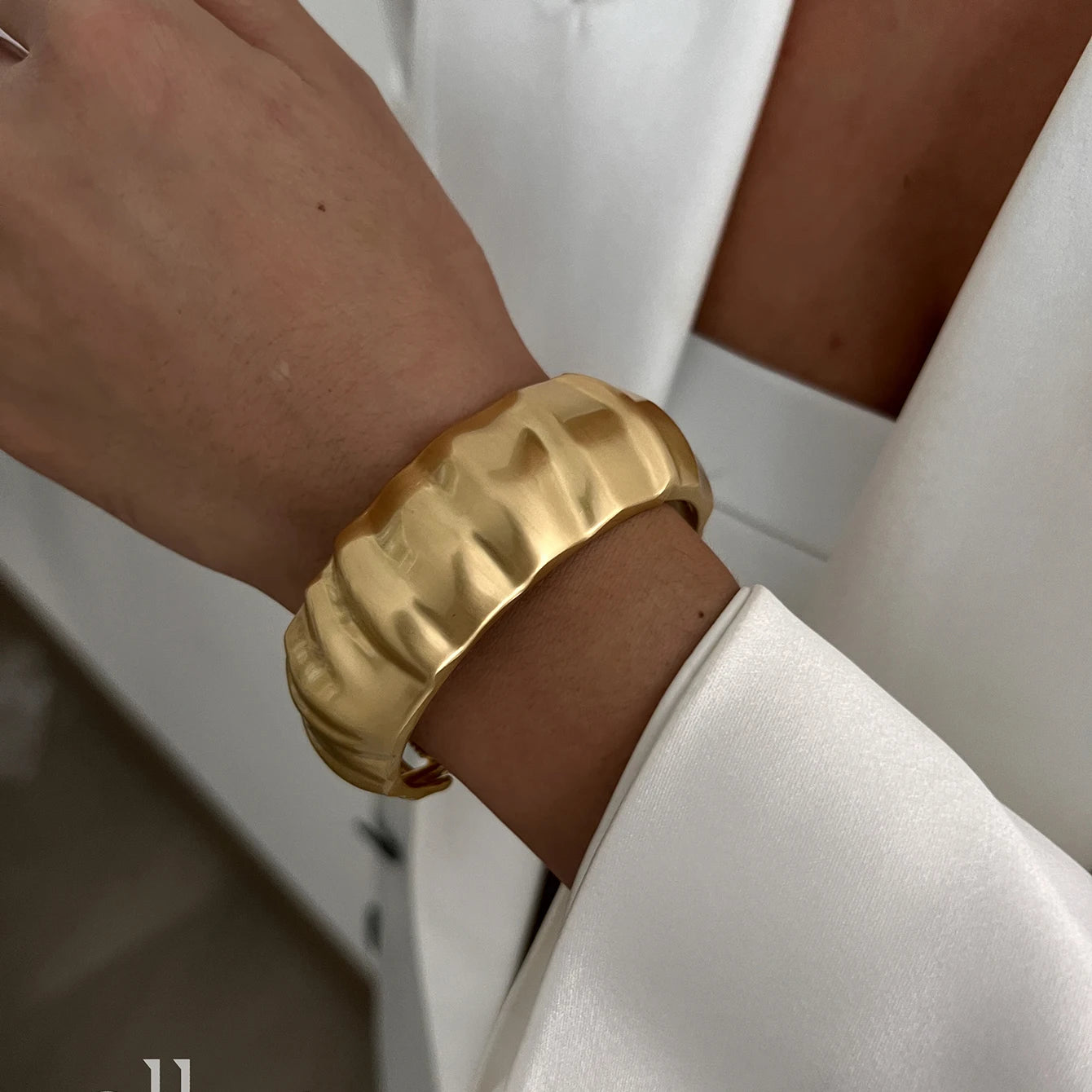 Punk Matte Chunky Open Bangle – Heavy Metal Geometric Cuff Bracelet