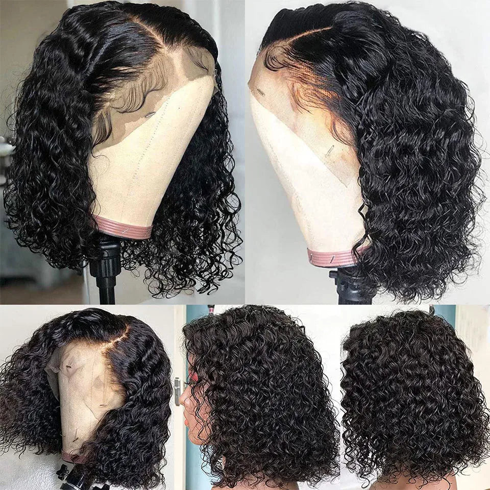 Short Curly Bob Wig - 180% Density Human Hair