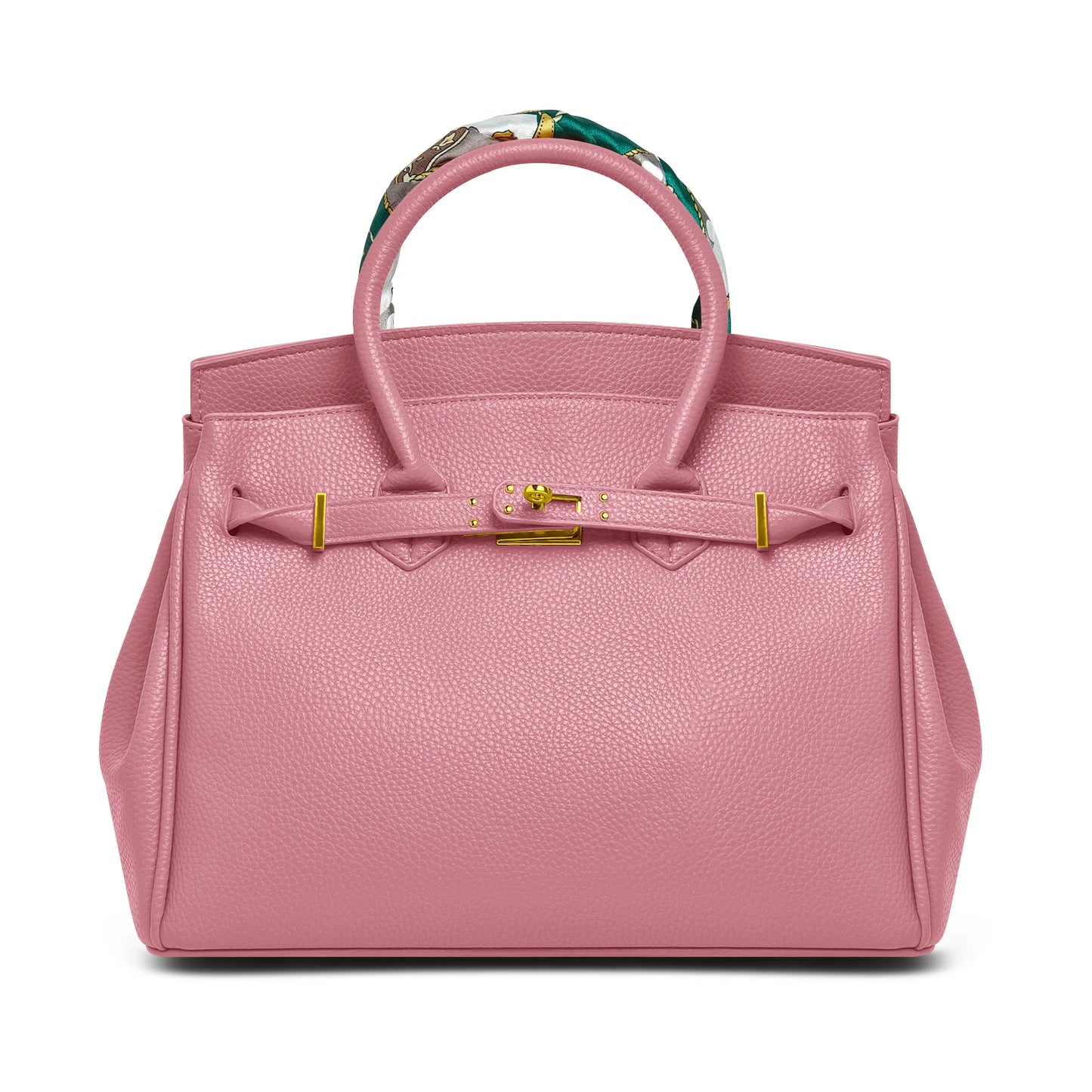 Belted Leather Clasp Tote