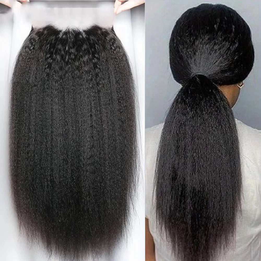 360 Invisi Strap Kinky Straight Wig - Full Lace Yaki 200% Density