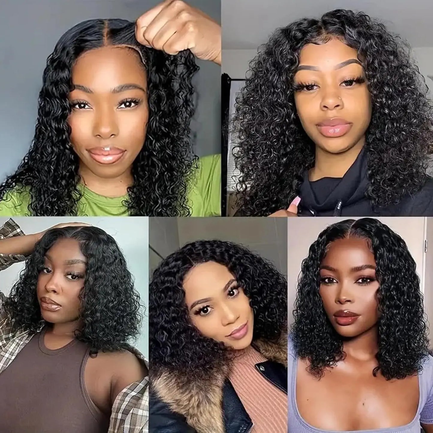 Short Curly Bob Wig - 180% Density Human Hair