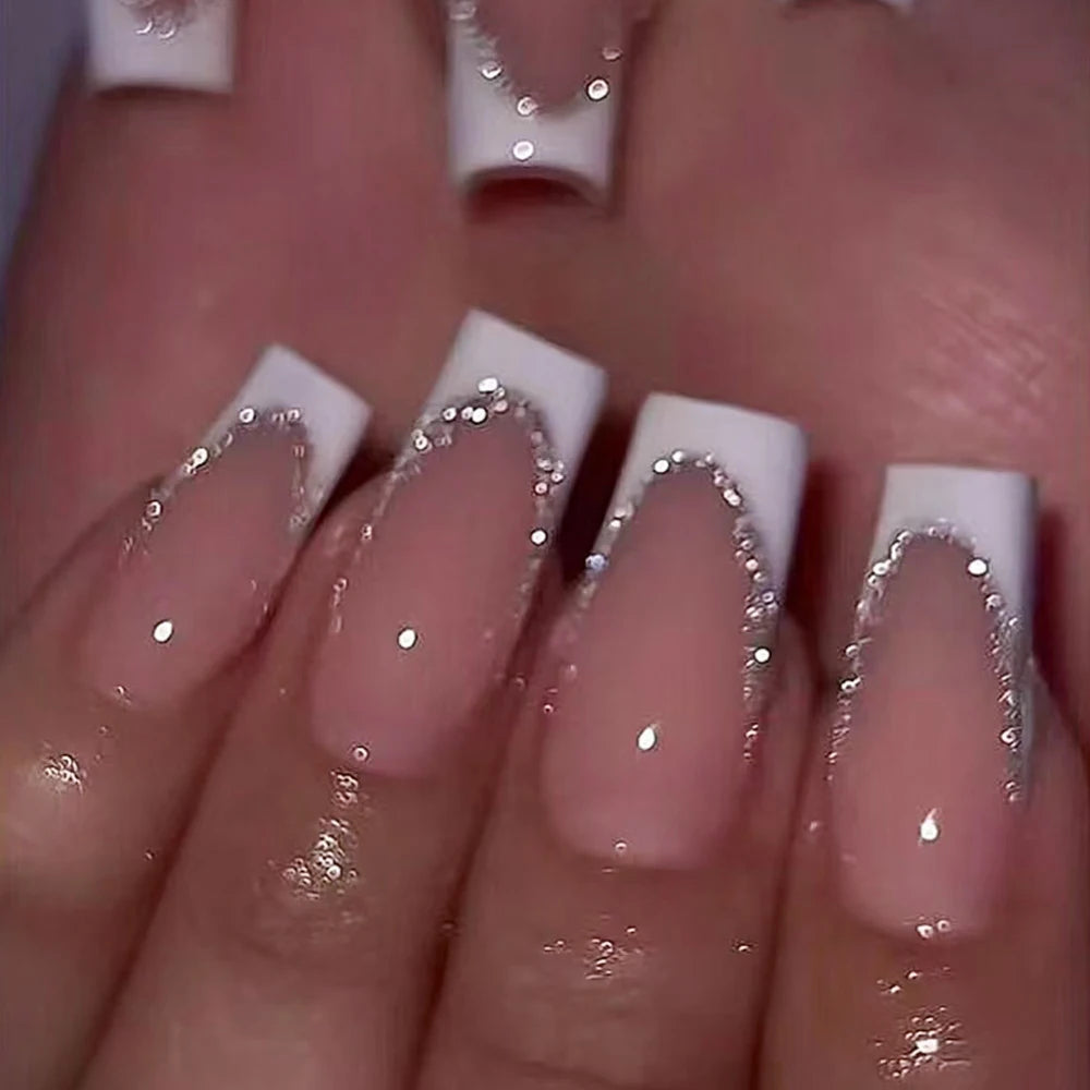 Retro Floral Gold Coffin Press-On Nails (24pcs)