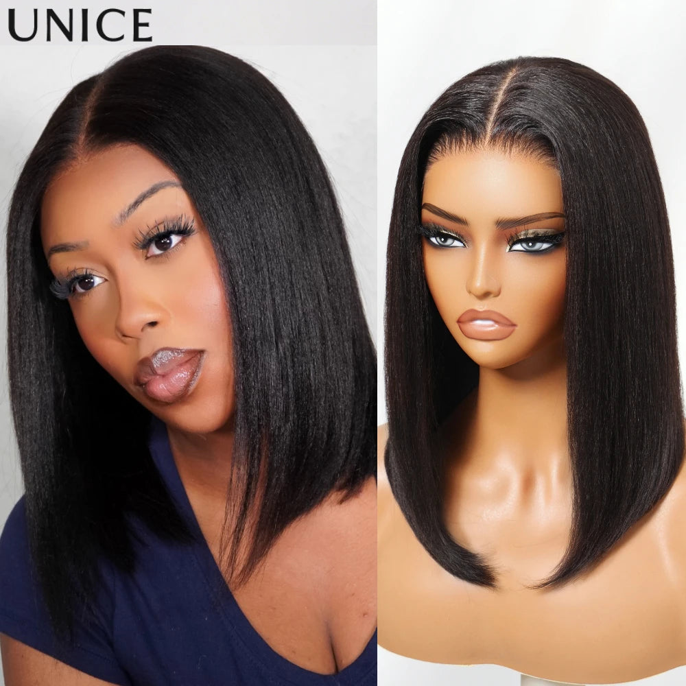 Yaki Straight Bob Wig - 7x5 & 13x4 Lace Pre Cut Glueless 150% Density