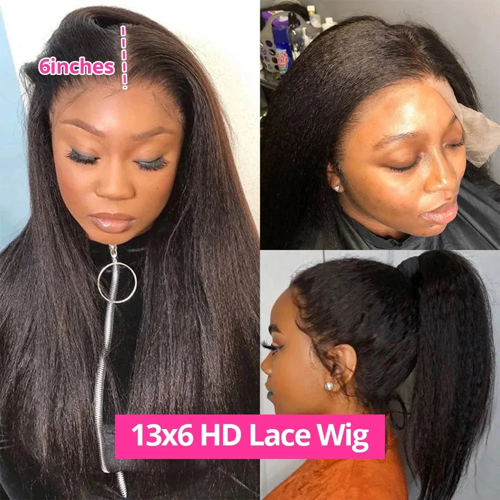 360 Invisi Strap Kinky Straight Wig - Full Lace Yaki 200% Density