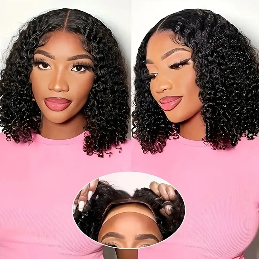 Short Curly Bob Wig - 180% Density Human Hair