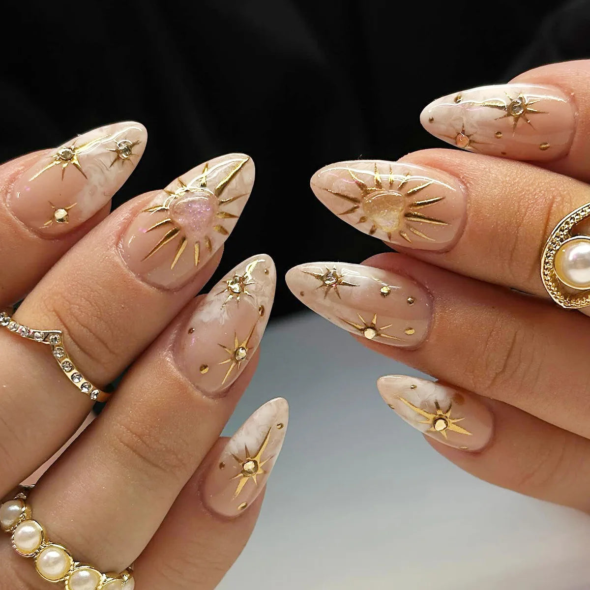 3D Love Glitter Pink Almond Press-On Nails (24pcs)