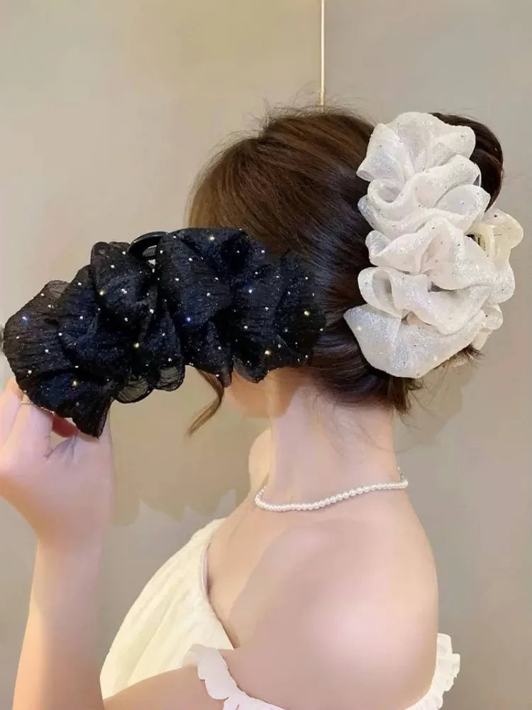 Oversized Diamond Bubble Hair Clip – Mesh & Crystal Temperament Clip