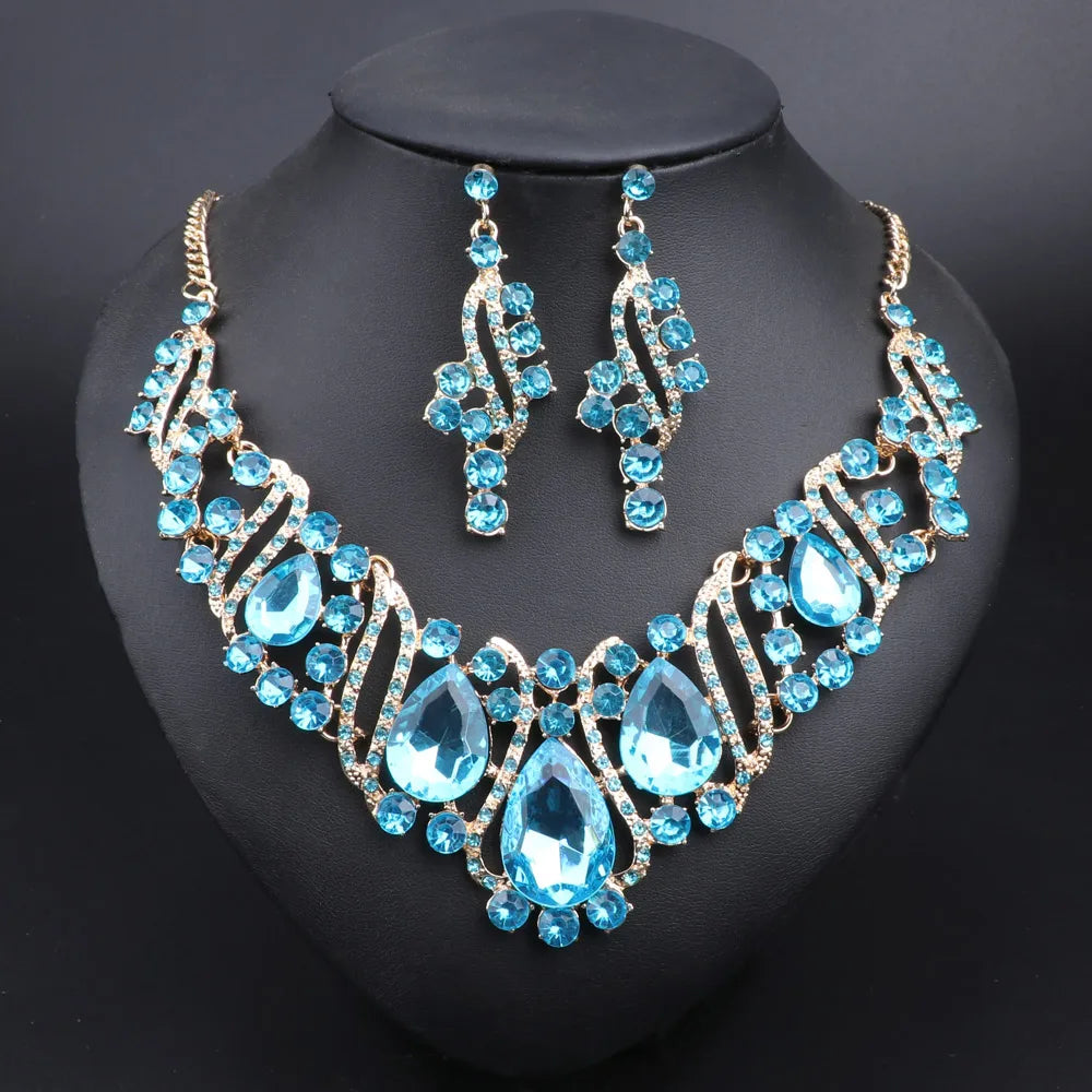 Crystal Gold Bridal Jewellery Set – Necklace & Earrings